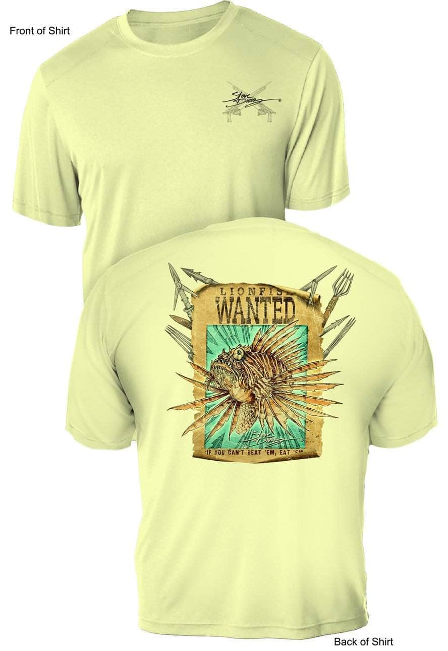 Lionfish Wanted Poster- UV Sun Protection Shirt - 100% Polyester - Short Sleeve UPF 50